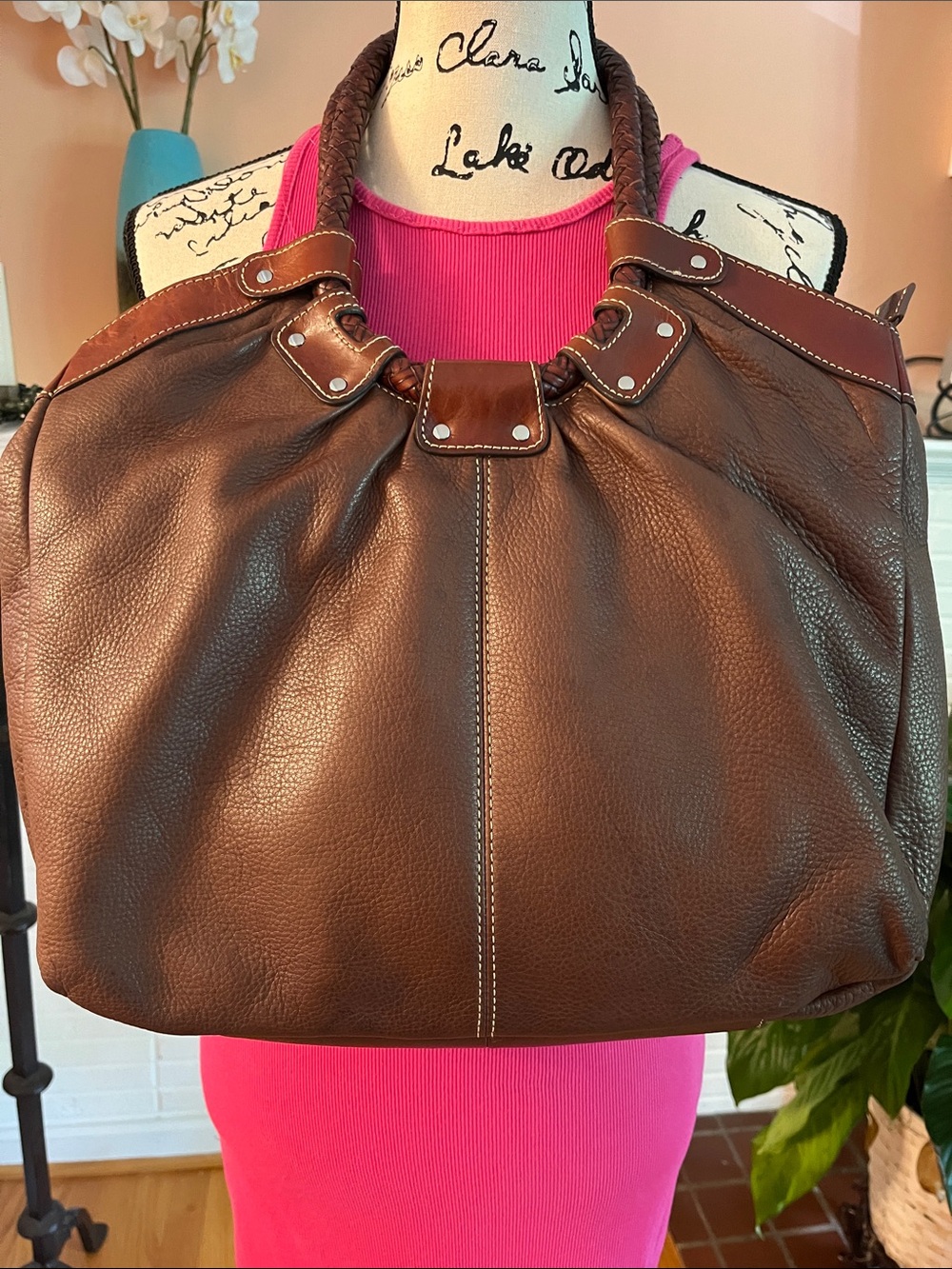 Fossil Large Brown Leather Shoulder Bag